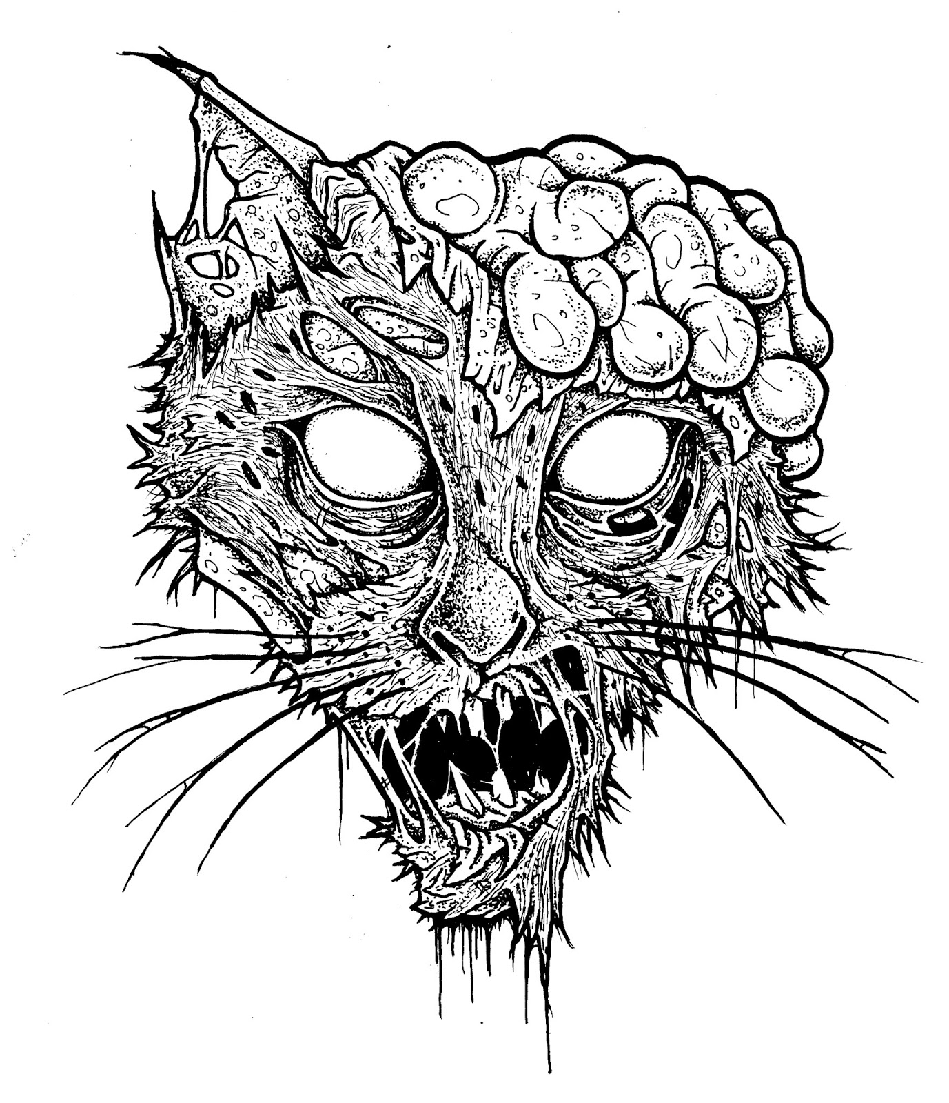 Зомби кот раскраска